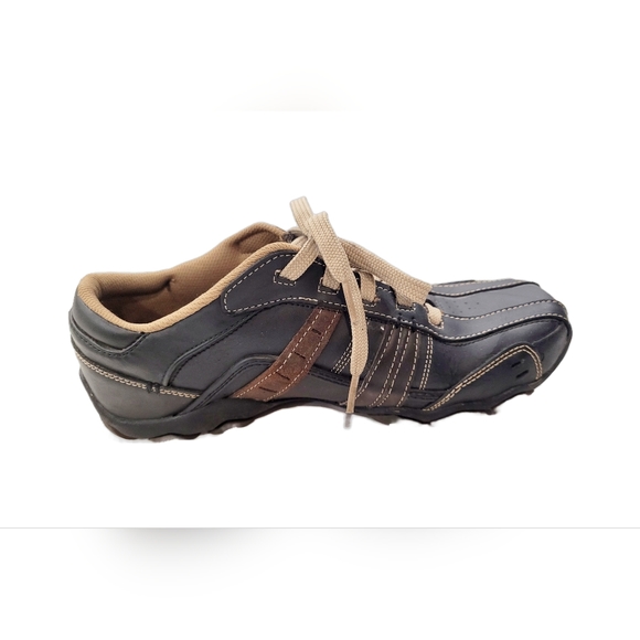 Men's Skechers Black Leather Lace Up Shoes Size 8.5 - Picture 4 of 7